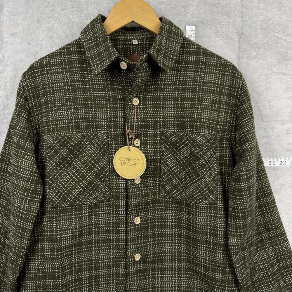 NWT Common People Shirt Men Sz S Shacket Overshirt Plaid Granby Luxe Knit $209 - Picture 2 of 10